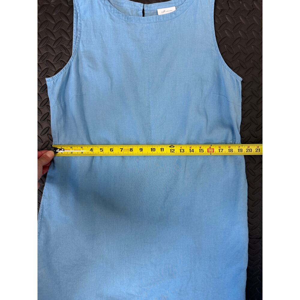 100% Linen Blue Shift Dress Minimalist Summer Coastal Capsule Relaxed Fit - Picture 6 of 7